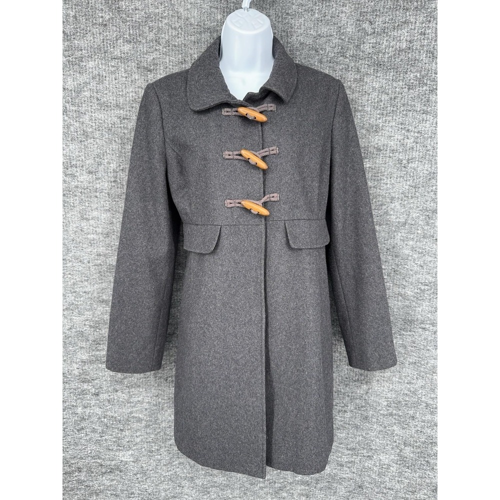 Old Navy Coat Womens Medium Gray Wool Blend Toggle Front Mid Length Lined
